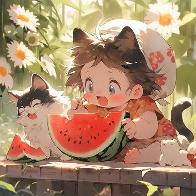 正太吃瓜头像动漫,动漫世界里的悠闲时光